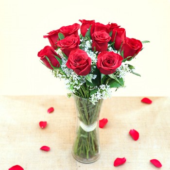 Red Roses in Vase